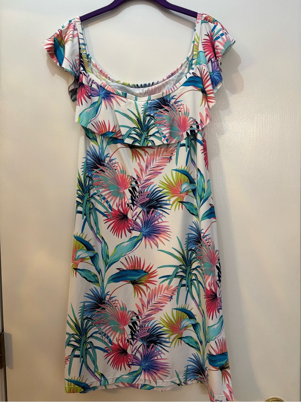 Tommy Bahama One-Shoulder White Dress with Multicolor Tropical Print